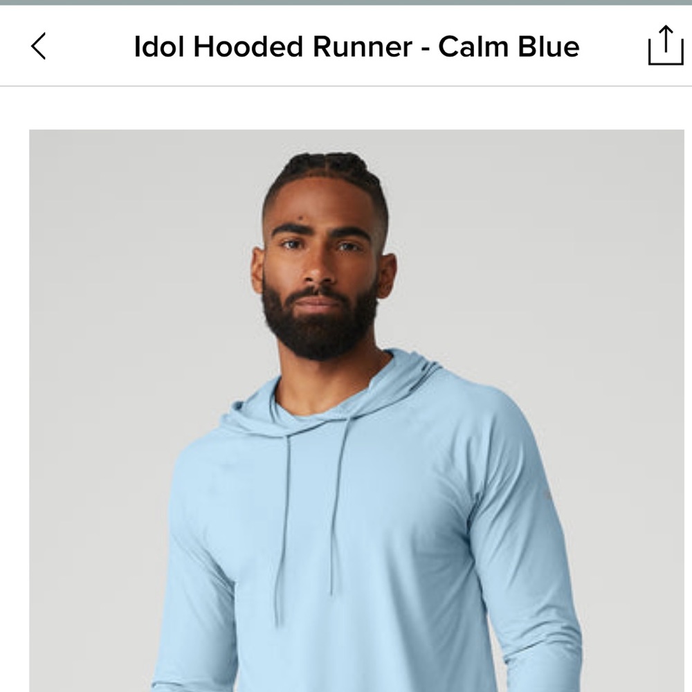 ALO Men’s Idol Hooded Runner-NEW with Tags! Size Medium. Color- Calm Blue